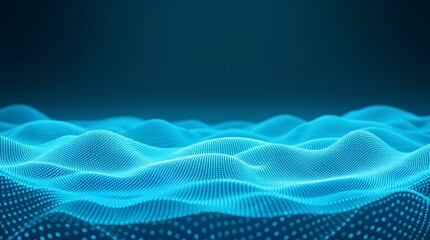 futuristic digital blue wave pattern on a dark background, showing smooth light lines and abstract motion for technology and data visuals