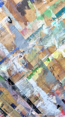 Fototapeta premium Abstract painting on craft wood paper with brushstrokes of different colors. Illustration for background