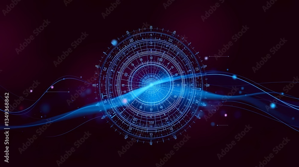 Aufkleber abstract technological cosmos: futuristic digital artwork depicting a network of interconnected data