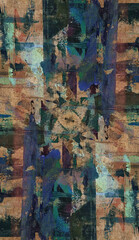 Naklejka premium Abstract painting on craft wood paper with brushstrokes of different colors. Illustration for background