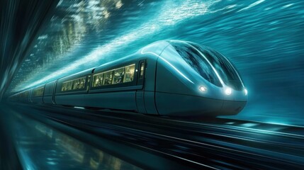 Naklejka premium Futuristic Underwater Train: A Vision of Submerged Transportation