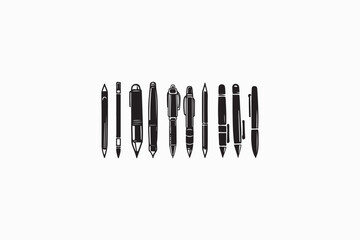 Pen silhouettes black and white image made by adobe illustrator. eps