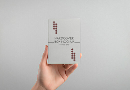 Hand Holding Small Box Mockup