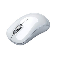 Sleek white computer mouse on a white isolated background.