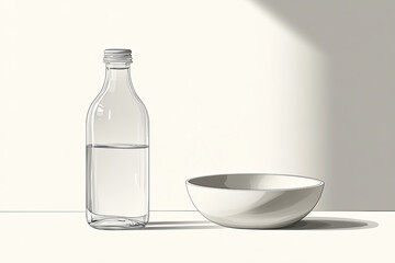 bottle and a bowl