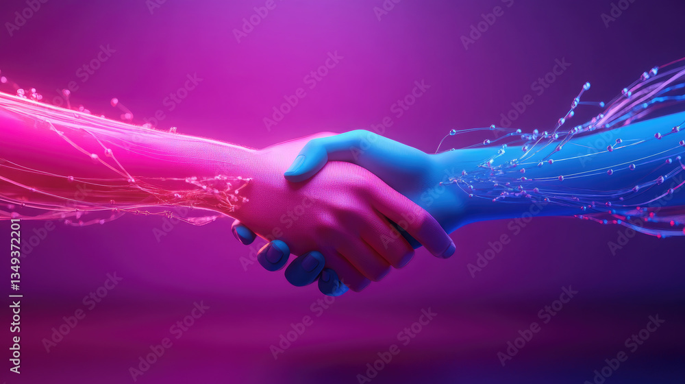 Poster understanding consent handshake data exchange concept digital graphic illustration virtual environme