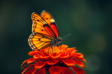 Delicate Butterfly Gracefully Resting on a Vibrant Flower, Showcasing Intricate Wing Patterns, Soft Colors, and the Beauty of Nature in a Serene Setting
