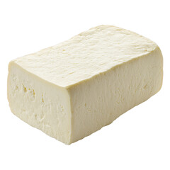 Block of fresh tofu on a white isolated background.