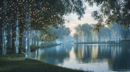 Obraz premium Enchanted Forest by the Lake