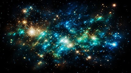 Obraz premium Holographic galaxy a stunning display of planets and stars surrounded by ethereal clouds