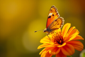 Delicate Butterfly Gracefully Resting on a Vibrant Flower, Showcasing Intricate Wing Patterns, Soft Colors, and the Beauty of Nature in a Serene Setting