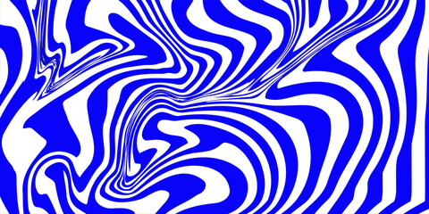 Blue wavy lines abstract background. Trendy psychedelic retro style backdrop. Waves, swirl and twirl pattern. Twisted distorted vector texture. Y2k aesthetic design