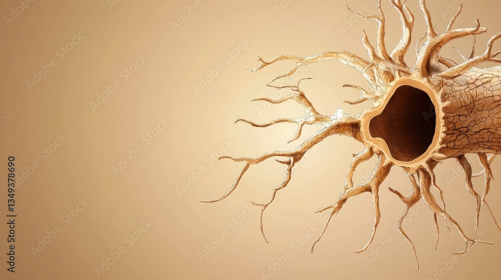 Poster a tree with a hole in it is shown on a tan background