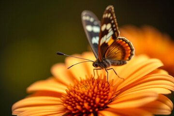 Delicate Butterfly Gracefully Resting on a Vibrant Flower, Showcasing Intricate Wing Patterns, Soft Colors, and the Beauty of Nature in a Serene Setting