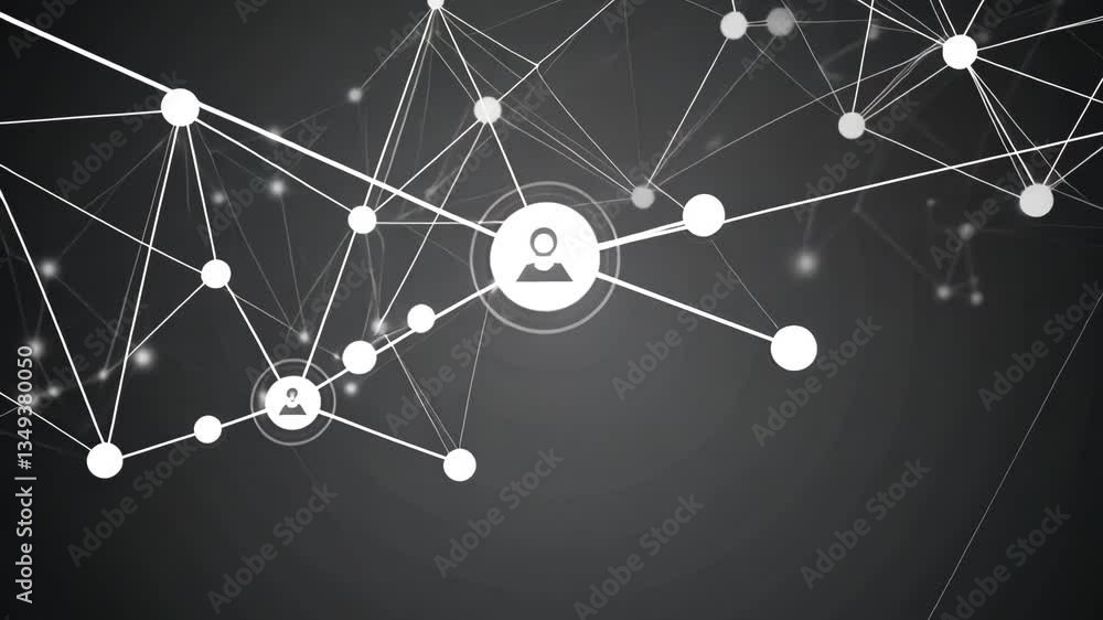 Poster dark abstract polygonal background with connecting nodes and lines generative ai