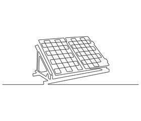 Continuous one line drawing of solar panel. Single line drawing illustration of renewable energy solar panel. Green energy concept vector art. Doodle line illustration.