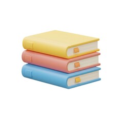 Stack of colorful books in 3D style