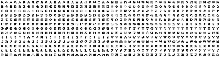 Mega collection Logos with letters. Geometrical abstract logos. Icon design	