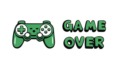 Game Over - Green Gaming Controller Illustration