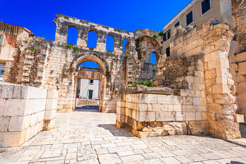 Split, Croatia: Silver Gate or.Srebrena vrata in Diocletian palace ruins at the Cathedral of Saint Domnius in historic center of Split, Dalmatia