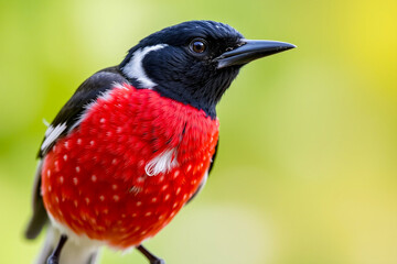 Captivating Rose-breasted Grosbeak Perched Gracefully on a Branch, Showcasing Its Striking Red, Black, and White Plumage in a Beautiful Natural Setting