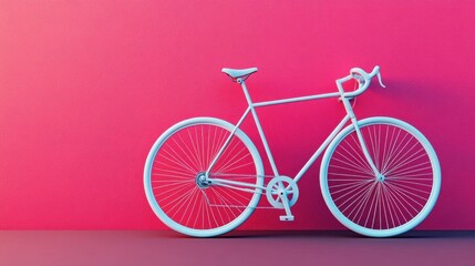 Fototapeta premium white bicycle with pink background