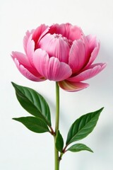 Obraz premium Simple and elegant peony flower on white background, simple, flowers, flower