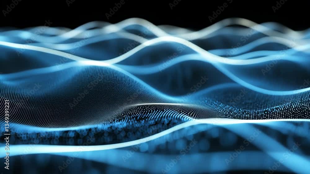 Poster connecting dots and lines in a dark blue data technology background generative ai