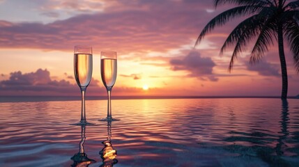 2025 Digits Floating in Infinity Pool with Champagne