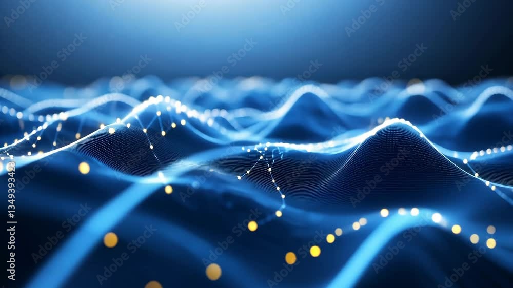 Poster connecting dots and lines in an abstract data technology background generative ai