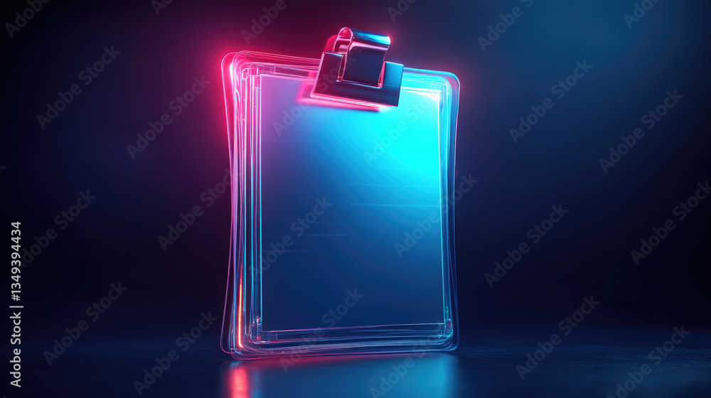 Poster dynamic digital clipboard studio setting graphic design futuristic environment close-up perspective 