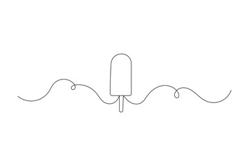 Obraz premium Ice cream one line drawing of minimalist vector icon with black and white background 
