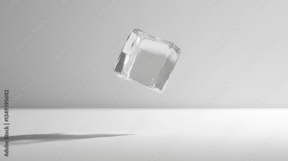 Aufkleber floating ice cube on white background