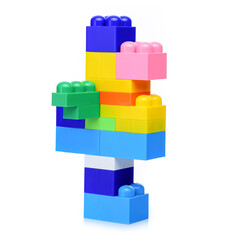 Plastic color construction kit for children's games isolated on a white background.