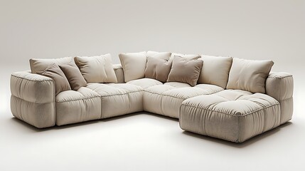 Fototapeta premium Cozy and stylish modular couch in modern home high resolution picture