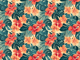 Tropical blooms and leaves
