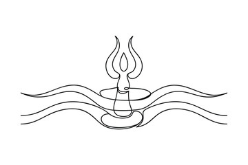 Trishul, Ganga, Water, Hindu, Divinity, Spiritual, Symbol, One line, Art, Drawing