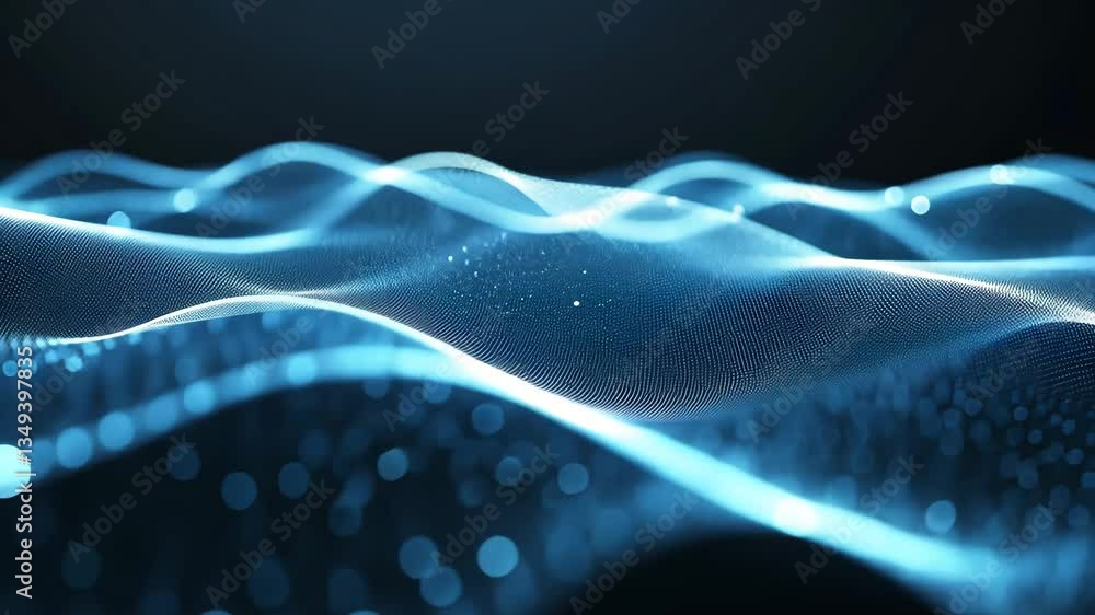 Poster futuristic data technology wave visualization with connecting elements generative ai