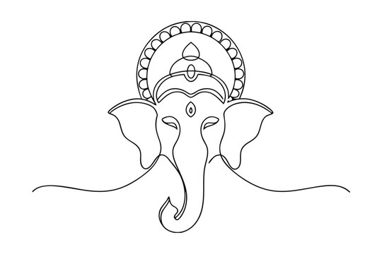 recommend clip art: Ganesha Line Art Hindu God, Elephant Head, OneLine Drawing, Sacred Symbol, Indian Deity, Spiritual A