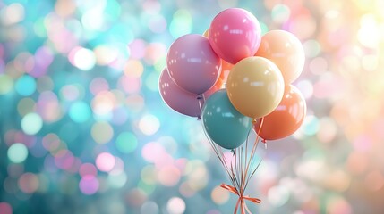 Colorful Balloon Bouquet with Ribbon, Celebrating International Children's Day in a Joyful Atmosphere