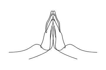 Praying Hands Minimalist Line Art Hope, Faith, Gratitude, Peace, Serenity