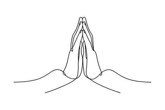 Praying Hands Minimalist Line Art Hope, Faith, Gratitude, Peace, Serenity