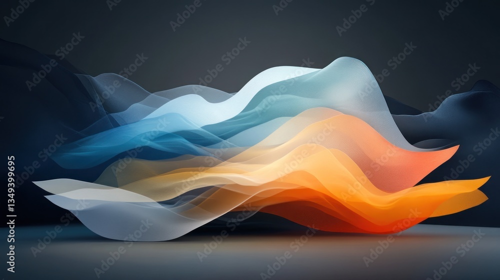 Poster abstract flowing forms in cool and warm hues
