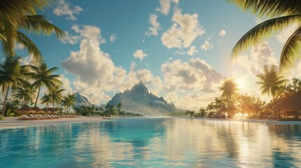 Welcome Message in Clouds Above Island Resort