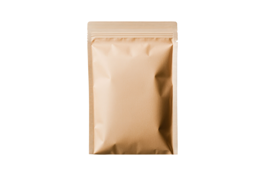Empty packaging with zip lock on a black background, cut out transparent