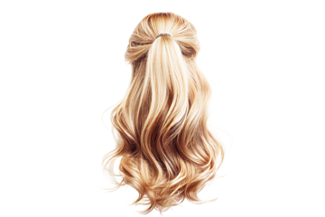 Wavy blonde ponytail, highlighted, fashion, cut out transparent