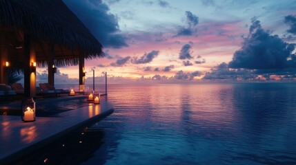 Digits Floating in Infinity Pool at Twilight