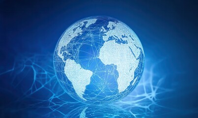 Obraz premium Glowing Digital Globe on Blue Background