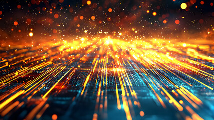 Abstract Glowing Lines And Dots Futuristic Background