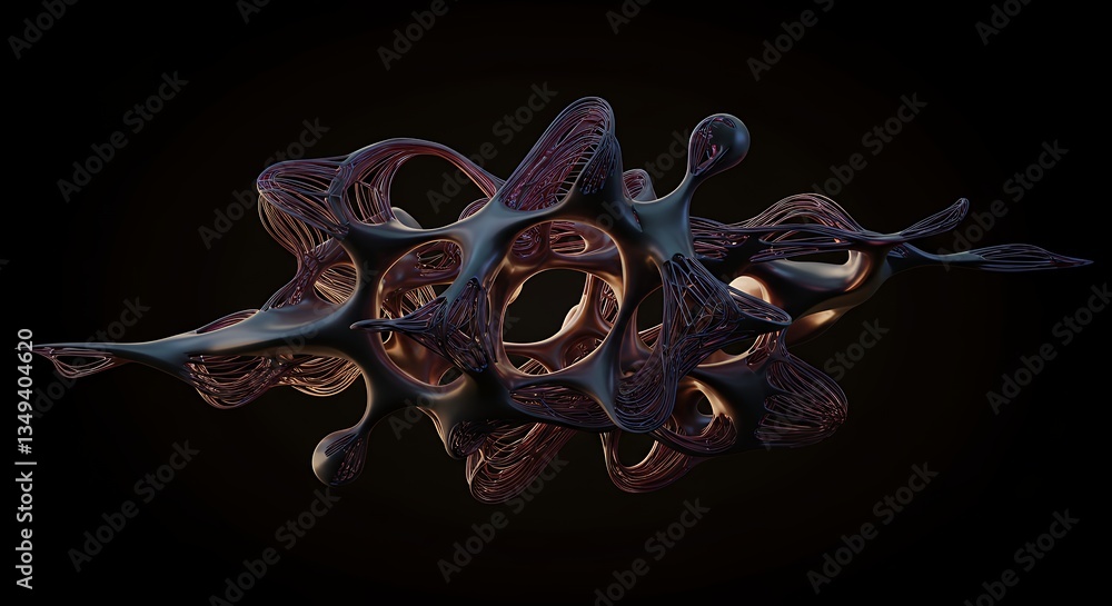 Poster abstract organic structure complex design with intricate interwoven lines